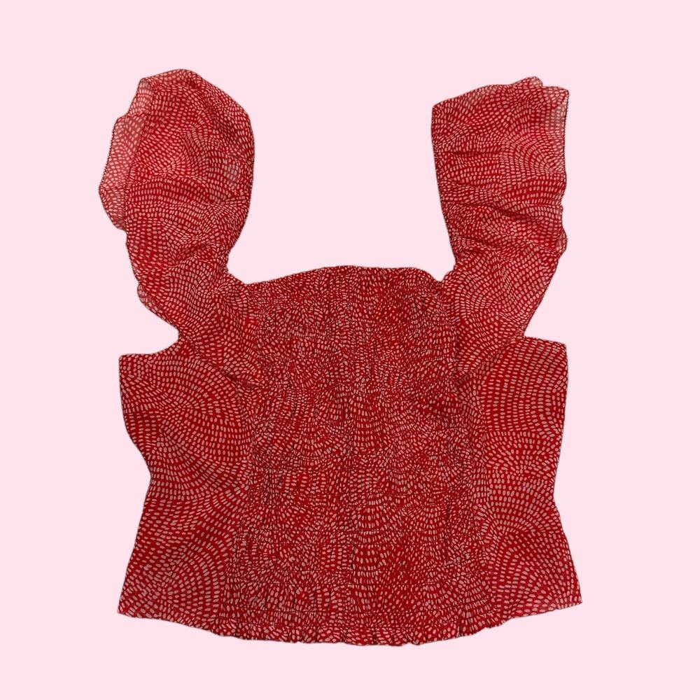 NWT $108 Gentle Fawn Ruffle Strap Polka Dot Cropped Top